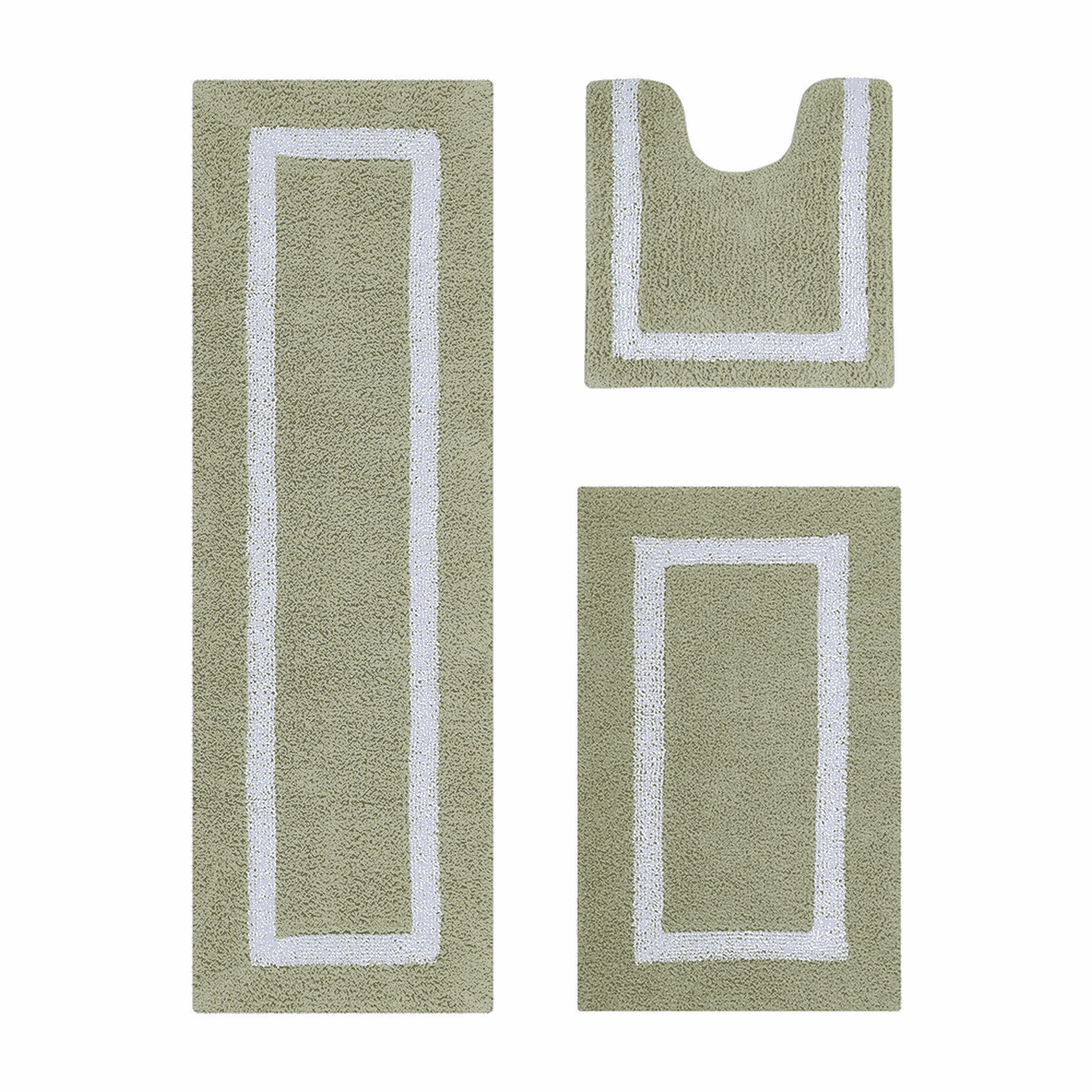 Hotel Collection 100% Cotton 3 Piece (20 inches X 20 inches | 21 inches X 34 inches | 20 inches X 60 inches) Bath Rug Set, SAGE WHITE, hi-res image number 0