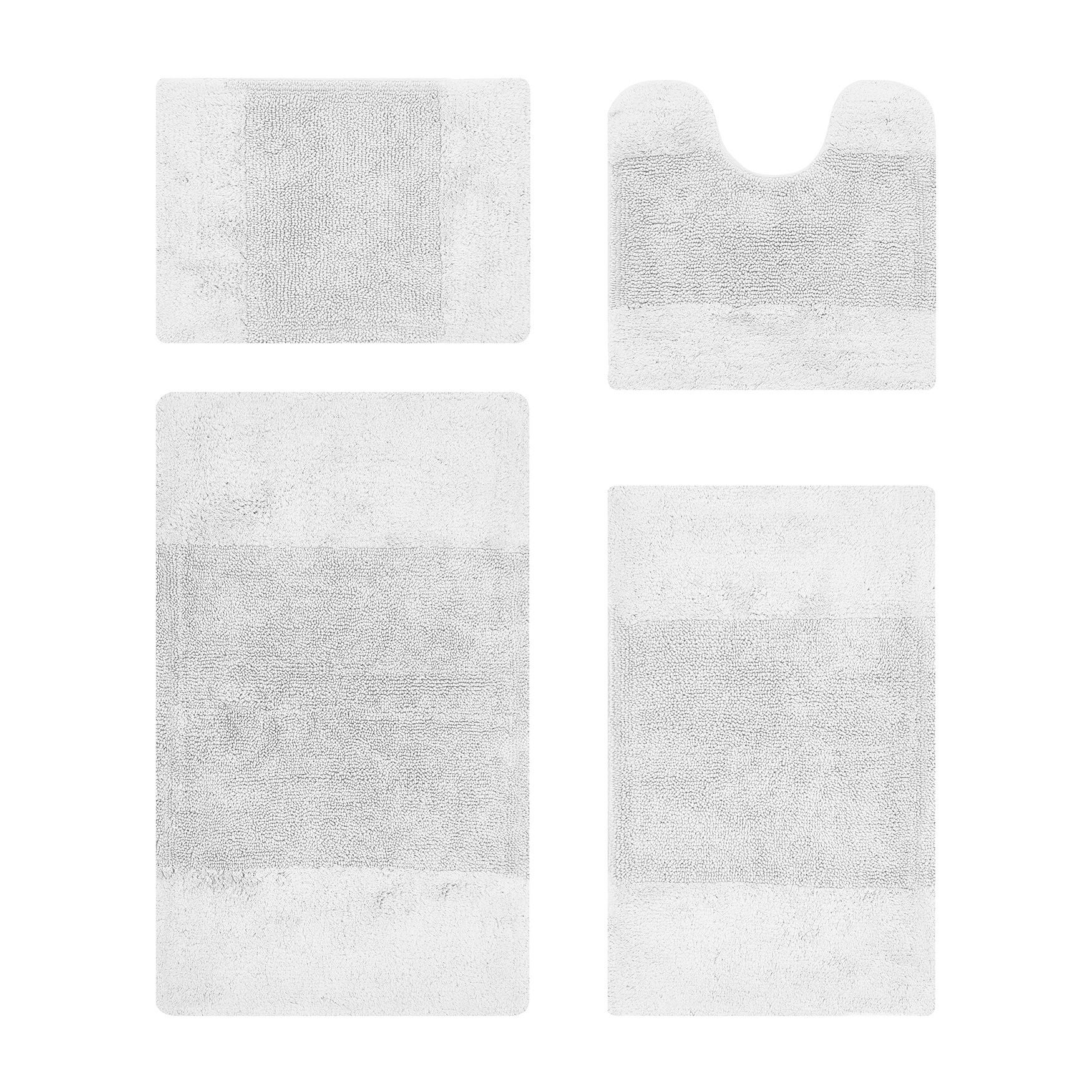 Granada Collection 100% Cotton 4 Piece (17 inches X 24 inches | 20 inches X 20 inches | 21 inches X 34 inches | 24 inches X 40 inches) Bath Rug Set, WHITE, hi-res image number 0