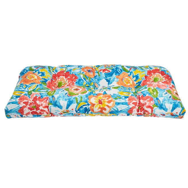 BH Performance Fabric Tufted Wicker Settee Cushion, POPPY BLUE, hi-res image number null
