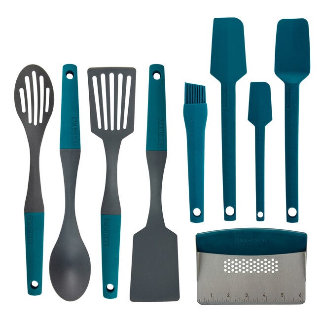 9 Piece Kitchen Utensil Set, GREEN GREY, hi-res image number 0