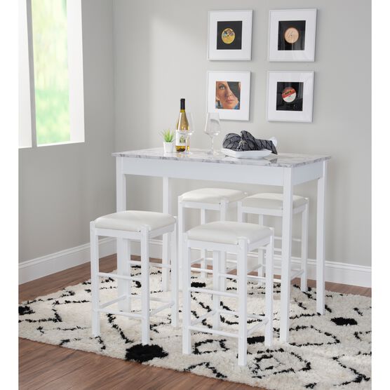 Lancer 5-Pc. Tavern Set White Faux Marble, WHITE, hi-res image number null