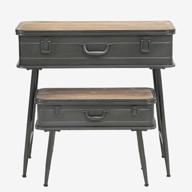 Urban Loft Metal 2 Trunk Tables, NATURAL WOOD, hi-res image number null
