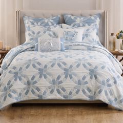 Wedding Ring Floral Reversible Coverlet Set, Blue