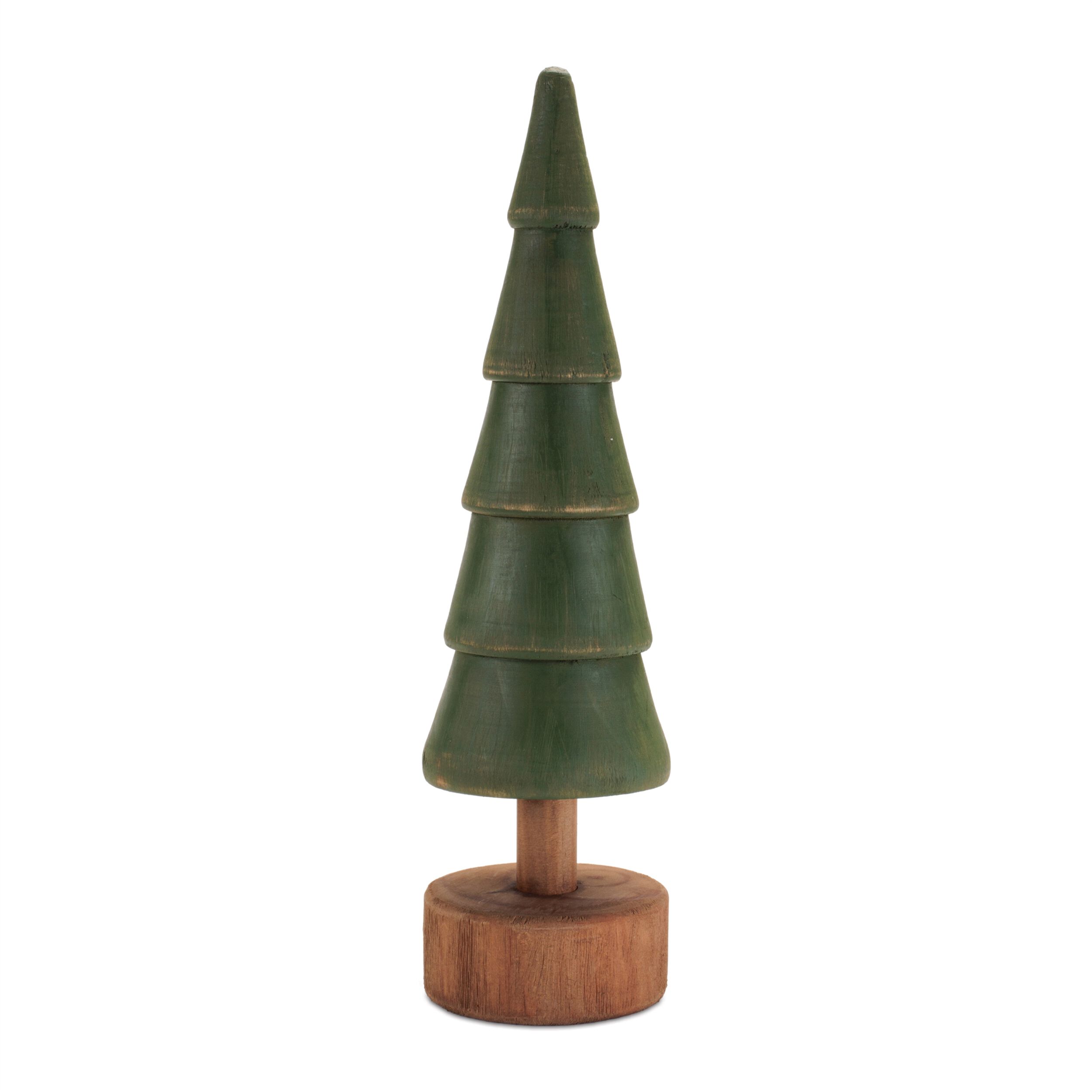 Rustic Wooden Evergreen Tree (Set of 2), GREEN, alternate image number 3