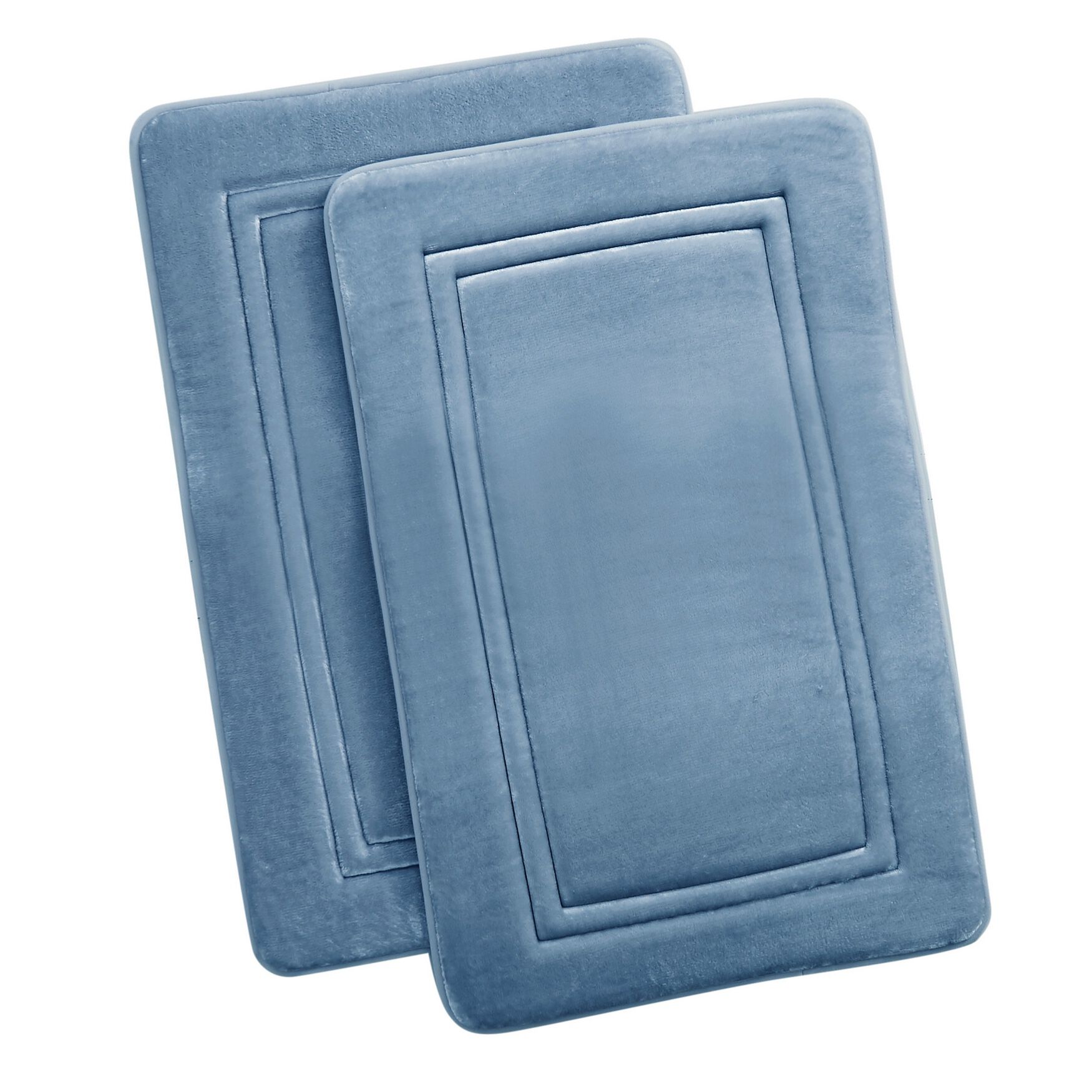 Heiq Antimicrobial Memory Foam Set Of 2 17X24 Bath Rug In Blue, BLUE, hi-res image number 0