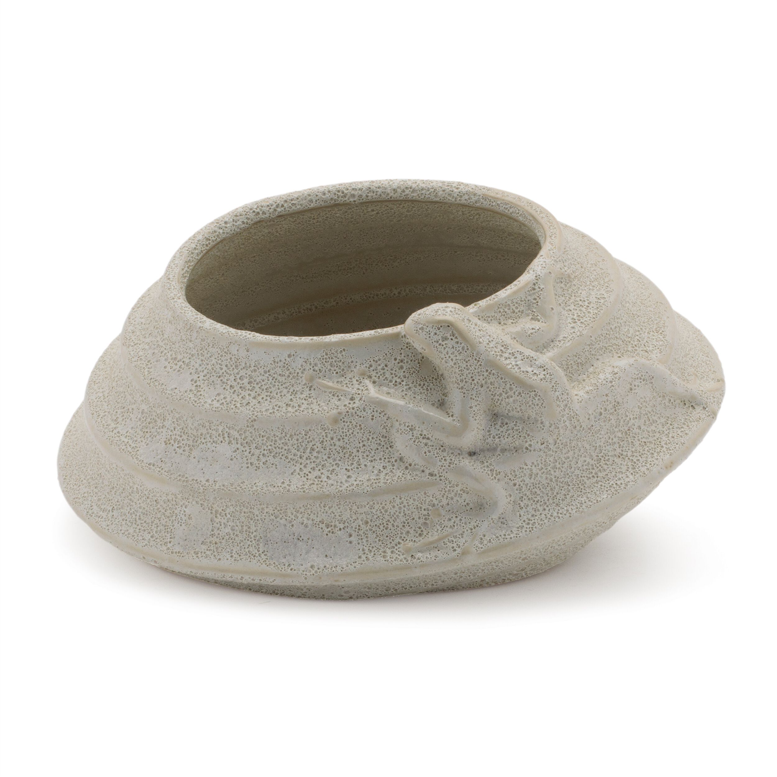 Round Porcelain Planter with Frog Set of 2, BEIGE, alternate image number 1