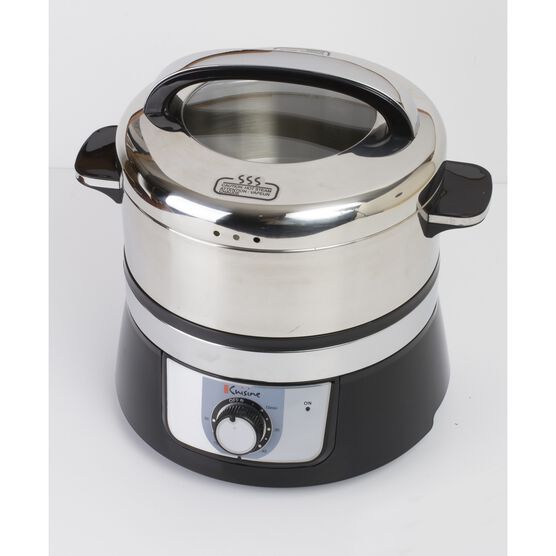 Euro Cuisine Stainless Steel Electric Food Steamer, WHITE AND STAINLESS, hi-res image number null