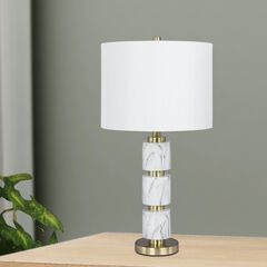 27" White Resin & Metal Table Lamp