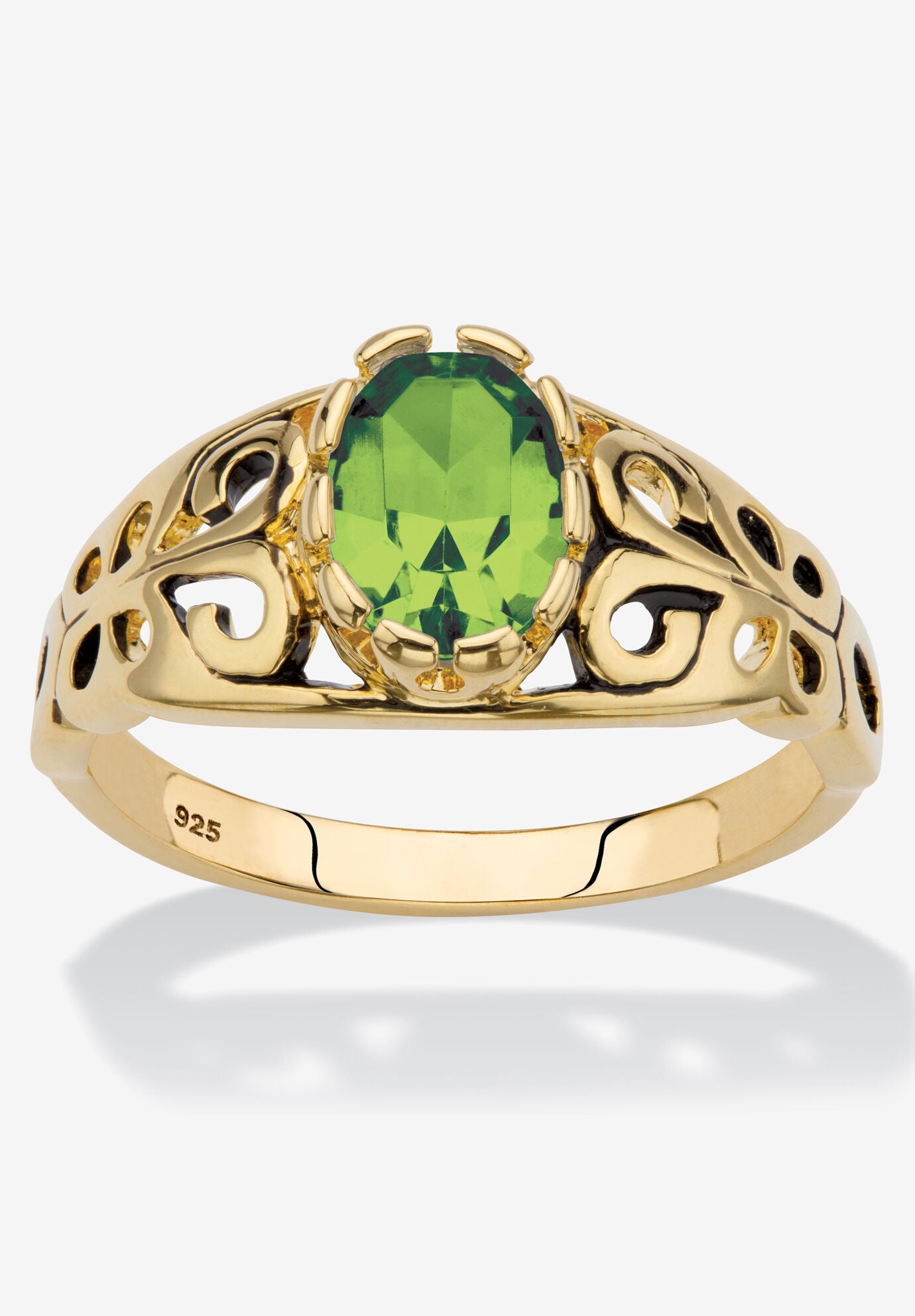 Gold over Sterling Silver Open Scrollwork Simulated Birthstone Ring, AUGUST, hi-res image number 0