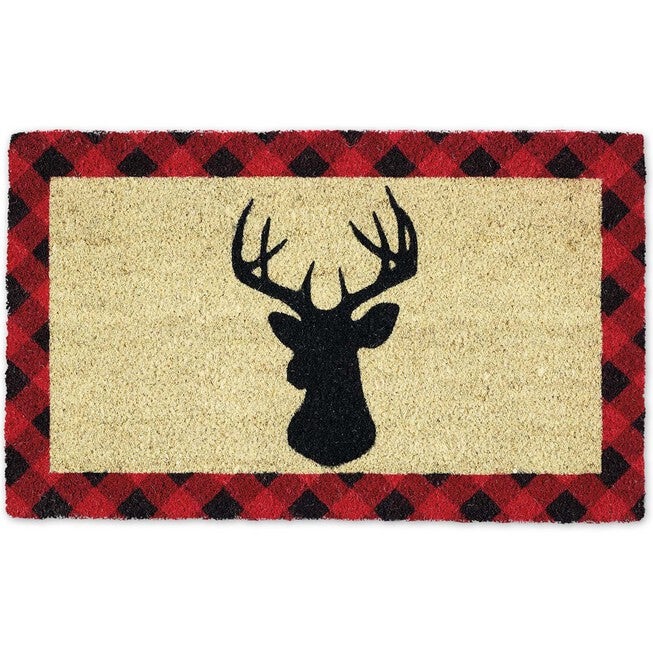 Holiday Stag Doormat, BLACK, hi-res image number null