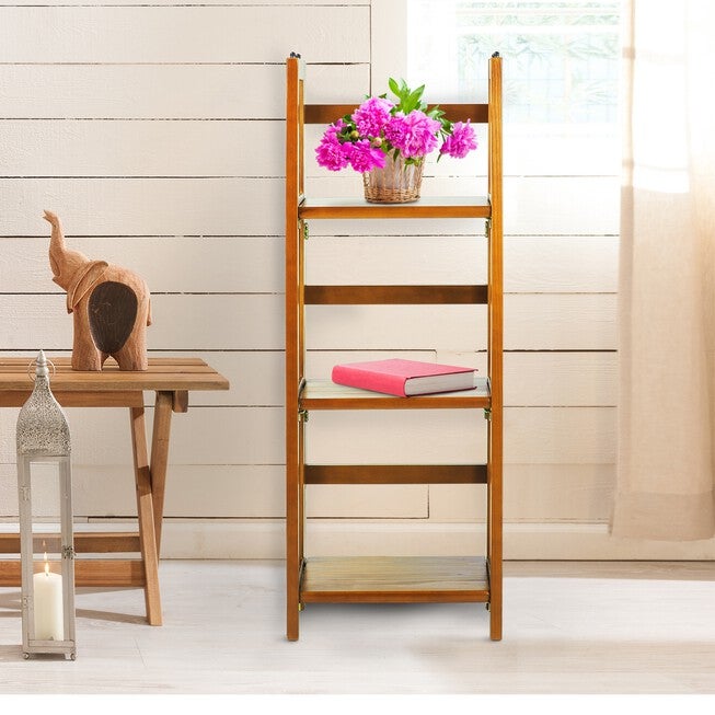 3-Shelf Folding Bookcase 14 inches Wide-Honey Oak, , alternate image number null
