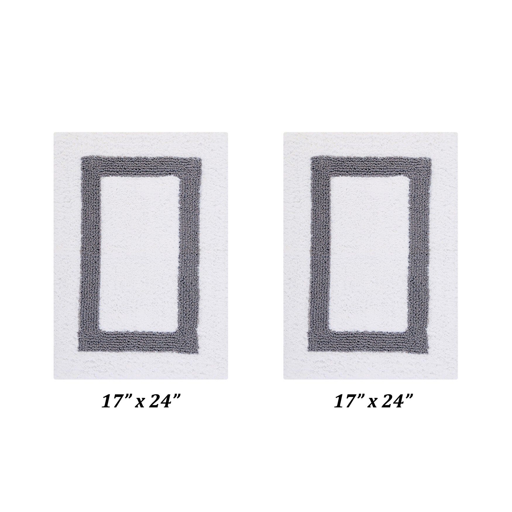 Hotel Collections Bath Mat Rug 2 Piece Set (17 inches X 24 inches | 17 inches X 24 inches), WHITE GRAY, hi-res image number 0