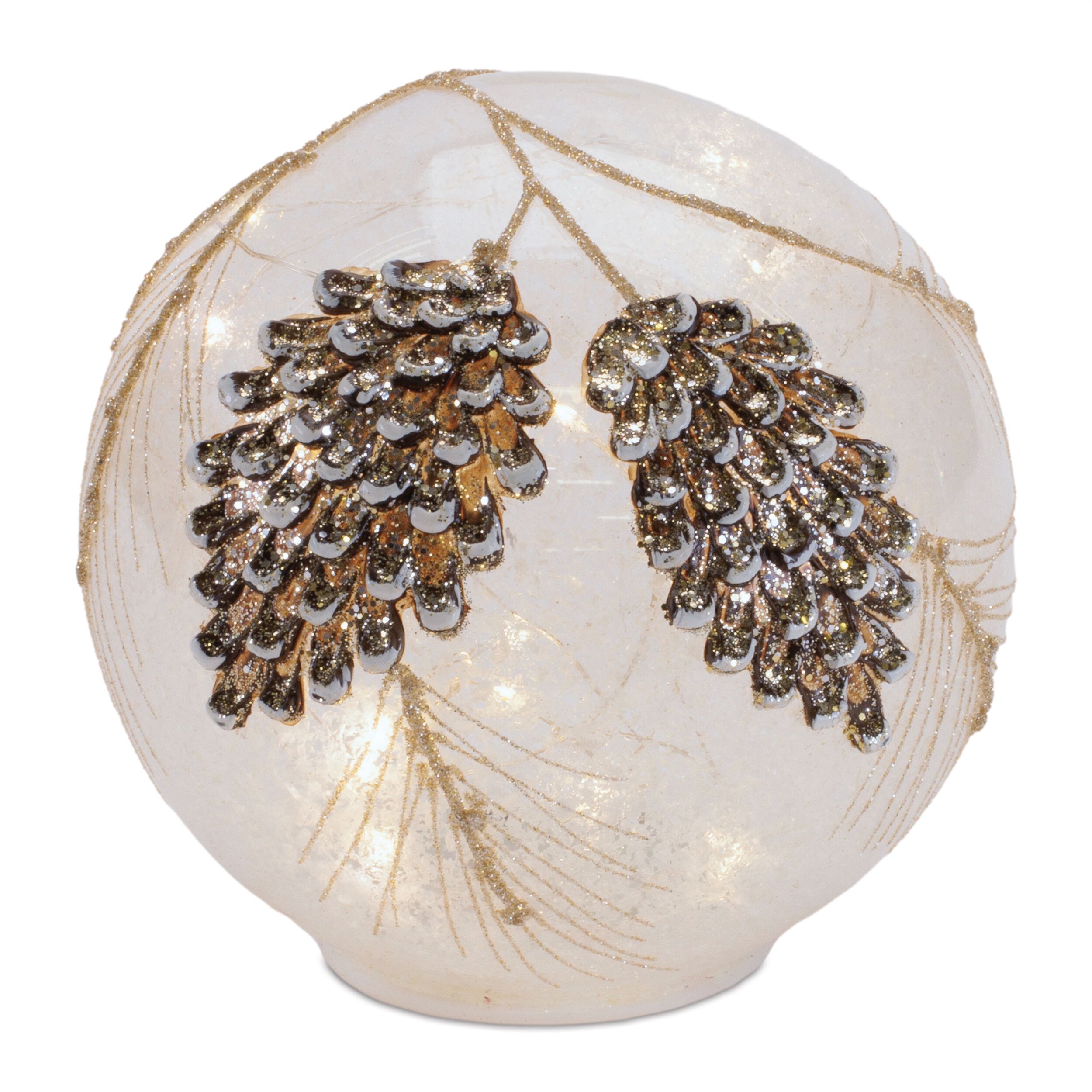 LED Frosted Pine Cone Globe (Set of 2), GOLD CLEAR, alternate image number 3