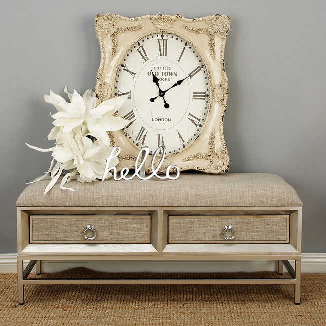 Beige Linen and Metal Contemporary Bench, 19x43x16, , alternate image number 5