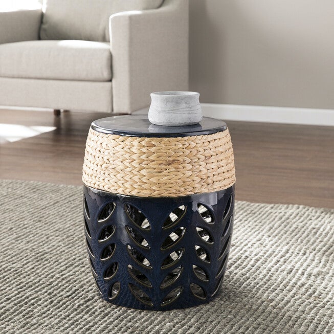 Nalissa Round Ceramic Accent Table, BLUE, hi-res image number 0