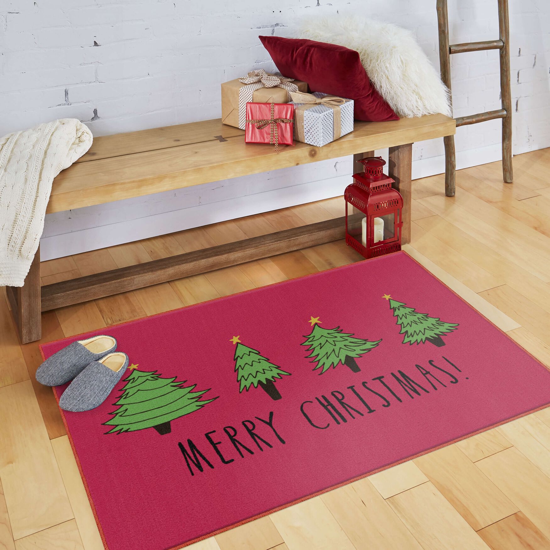 Christmas Trees Red Kitchen Rug, , alternate image number 4
