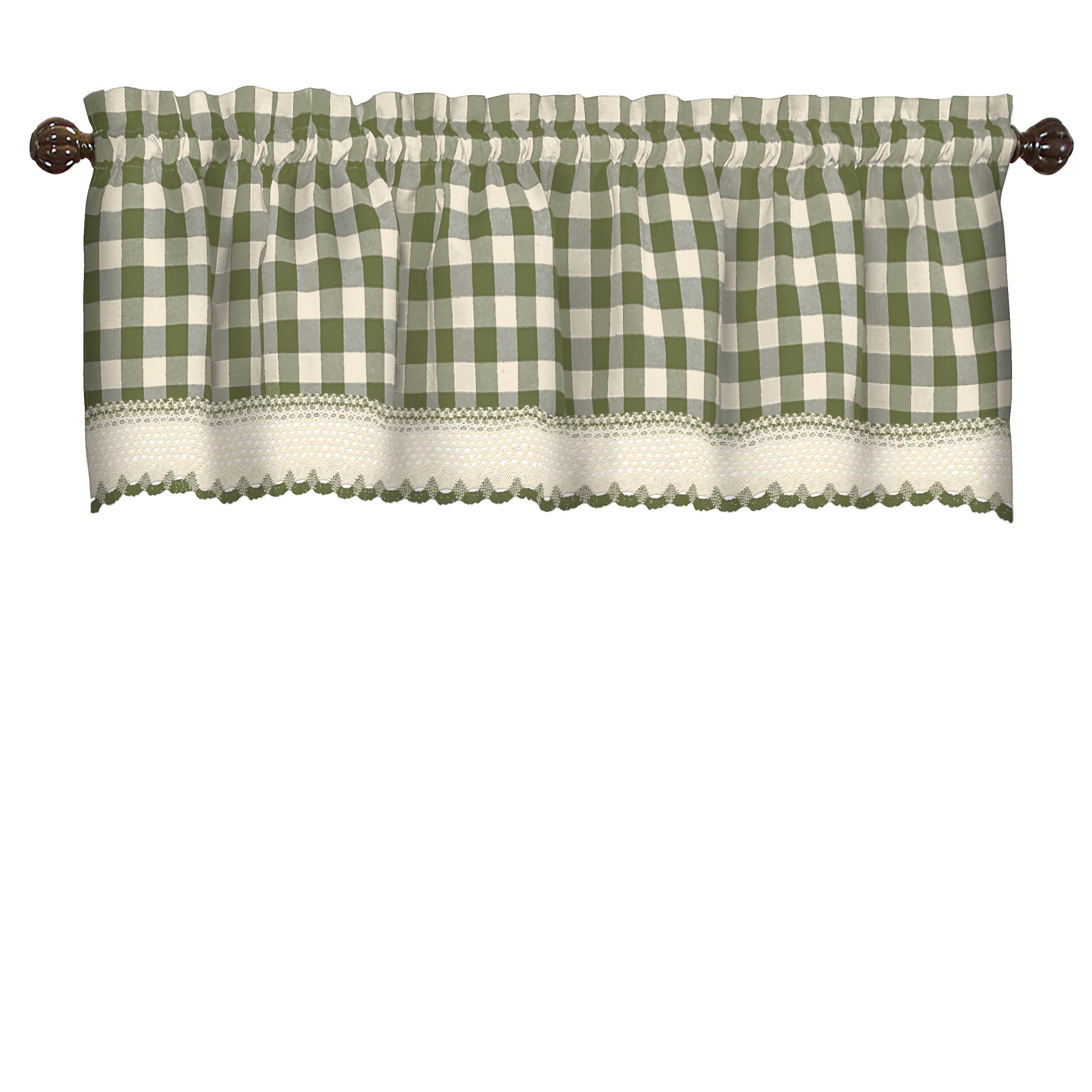 Buffalo Check Window Curtain Valance, SAGE, alternate image number 1