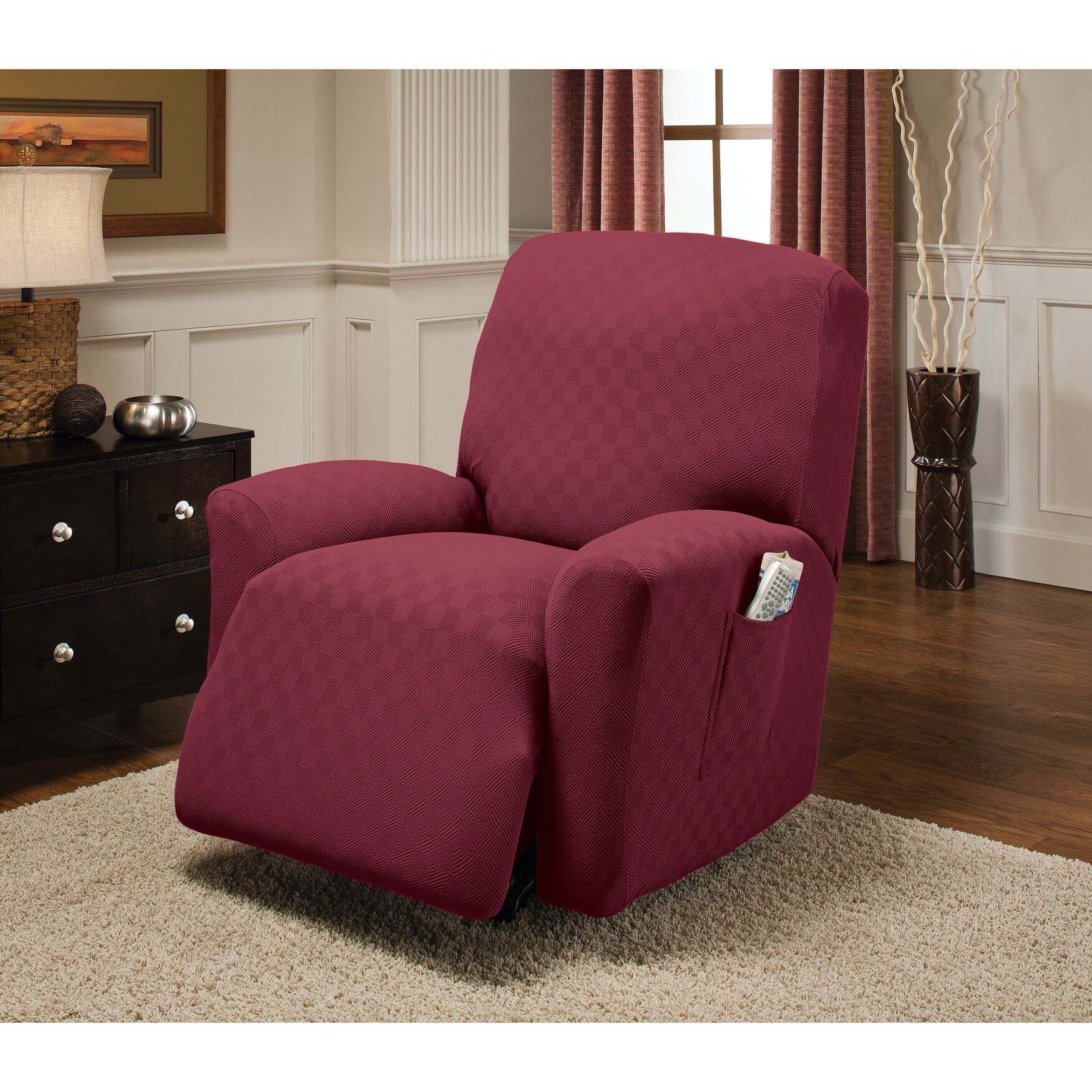 Fashionable Stretch Newport Recliner Slipcover, Brick Roaman's