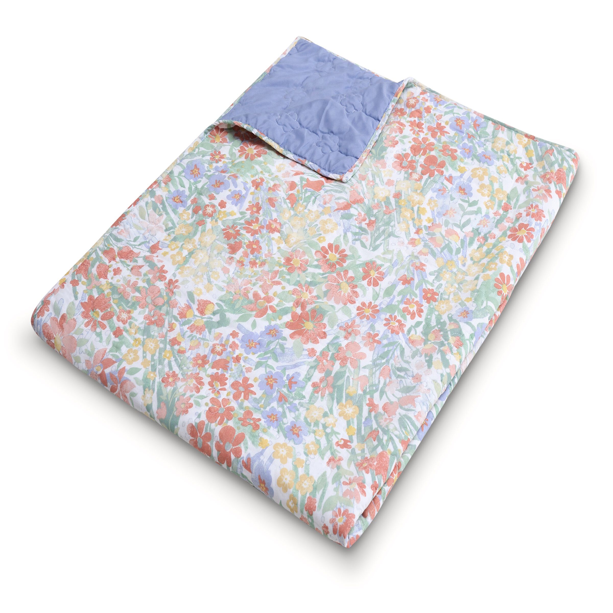 Alice Pastel Floral Meadow Quilted Throw Blanket, PASTEL, alternate image number 5