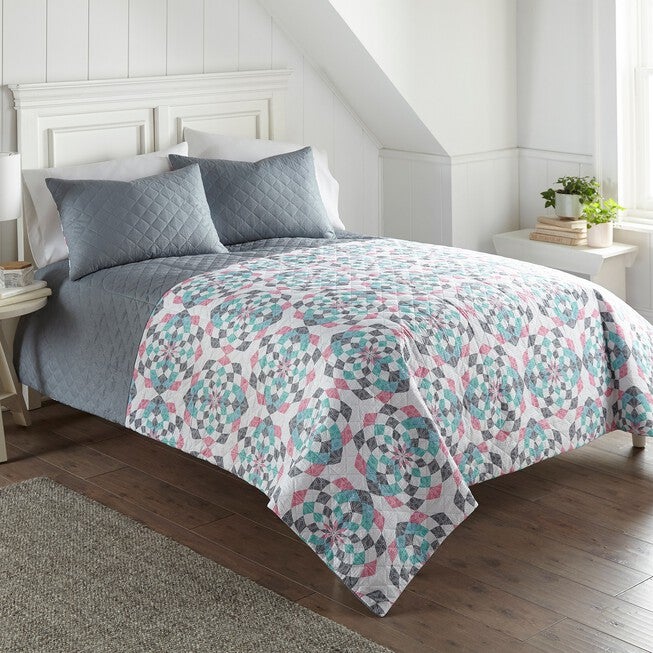 Seersucker Geo Design 6-in-1 Quilt Set, , alternate image number 1