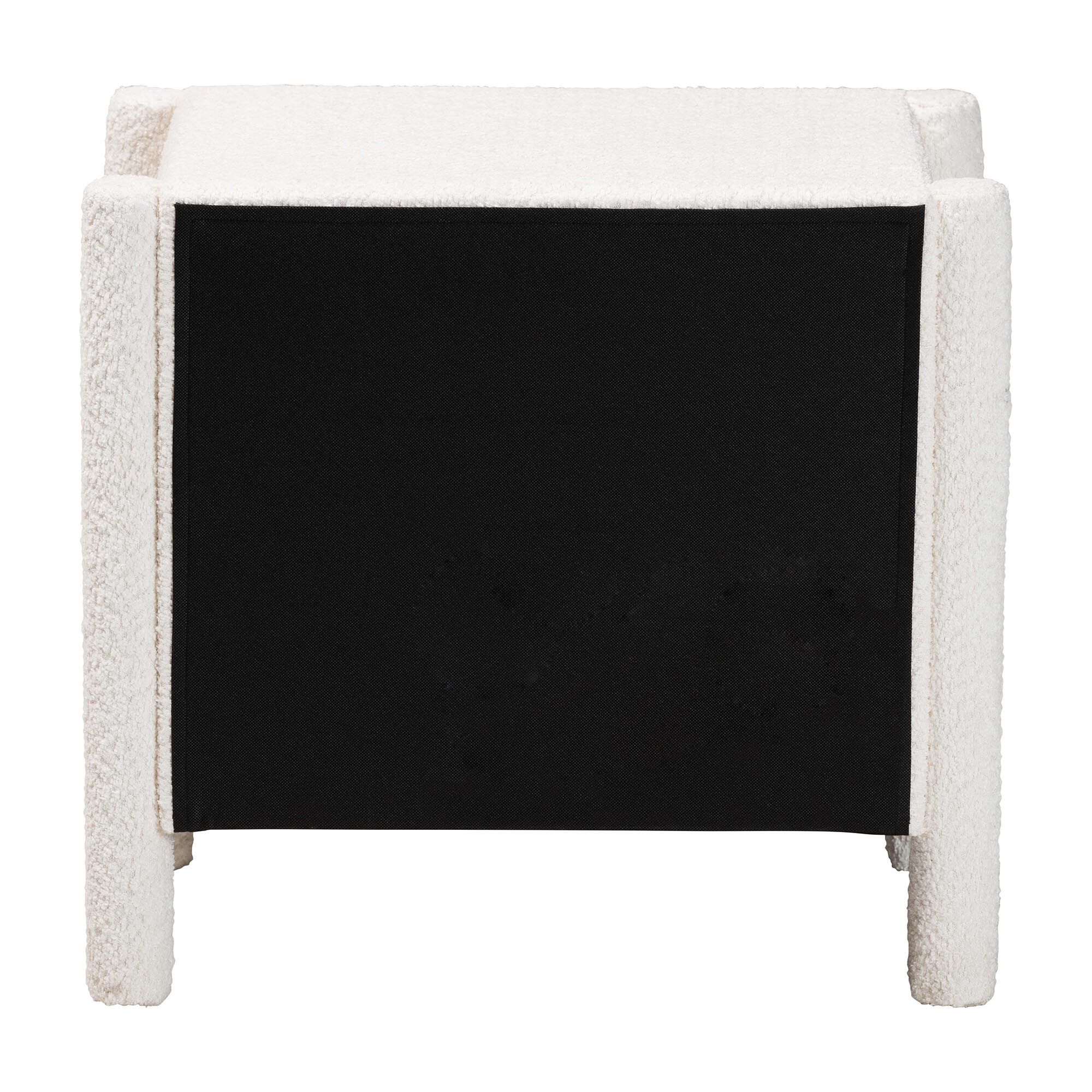 Laria Modern White Teddy-Bear Fabric 2-Drawer Nightstand, WHITE, alternate image number 5