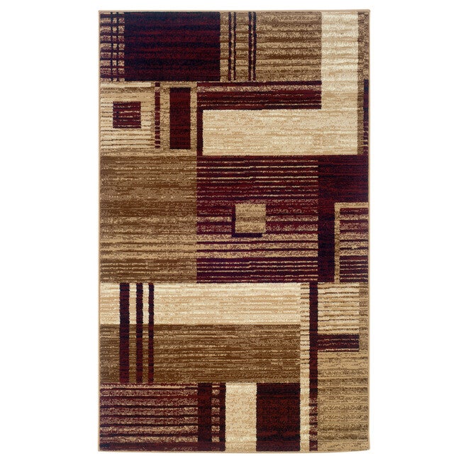 Capri Geometric 5' x 7' Area Rug, BURGUNDY, hi-res image number 0