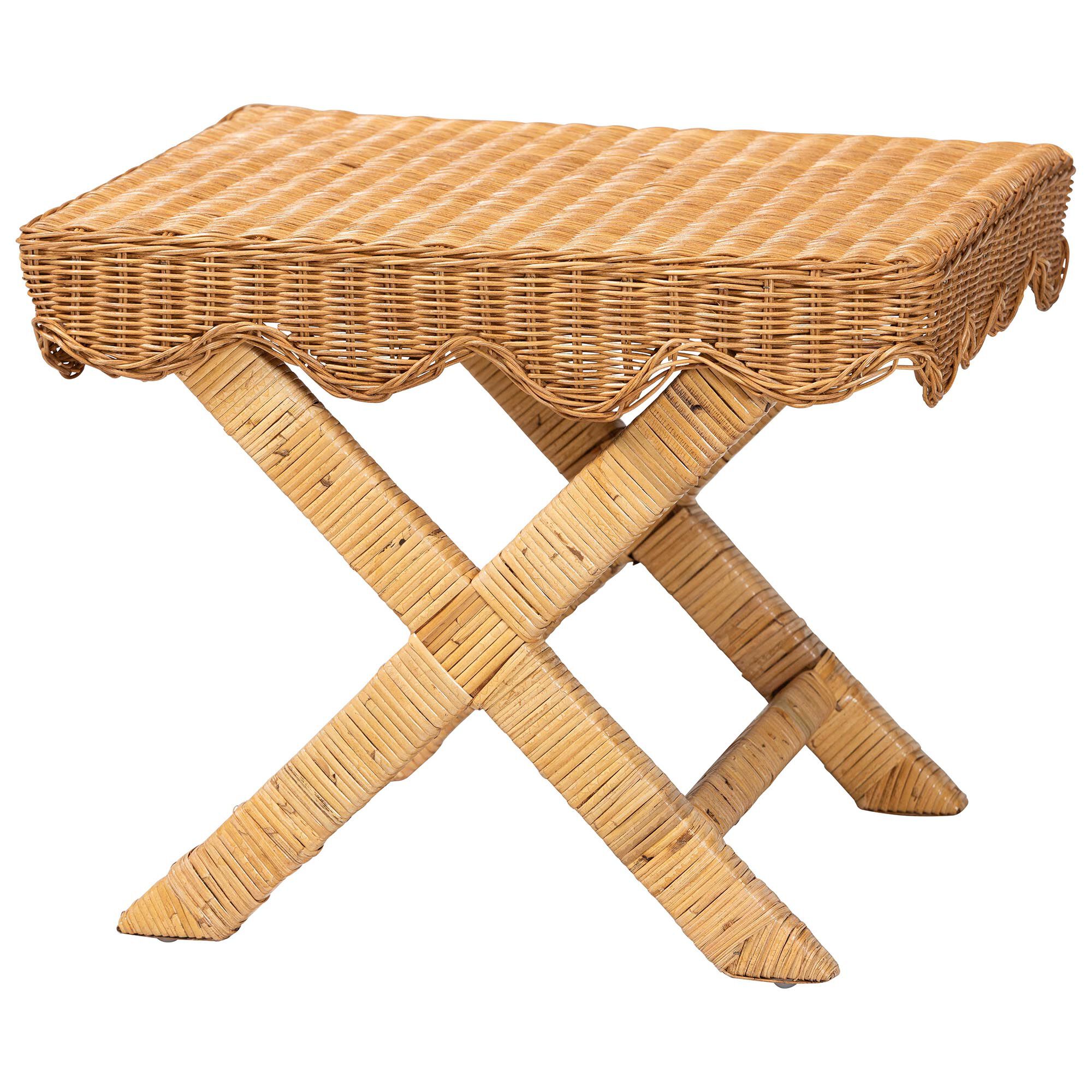 Modesta Natural Rattan Accent Bench, HONEY, alternate image number 1