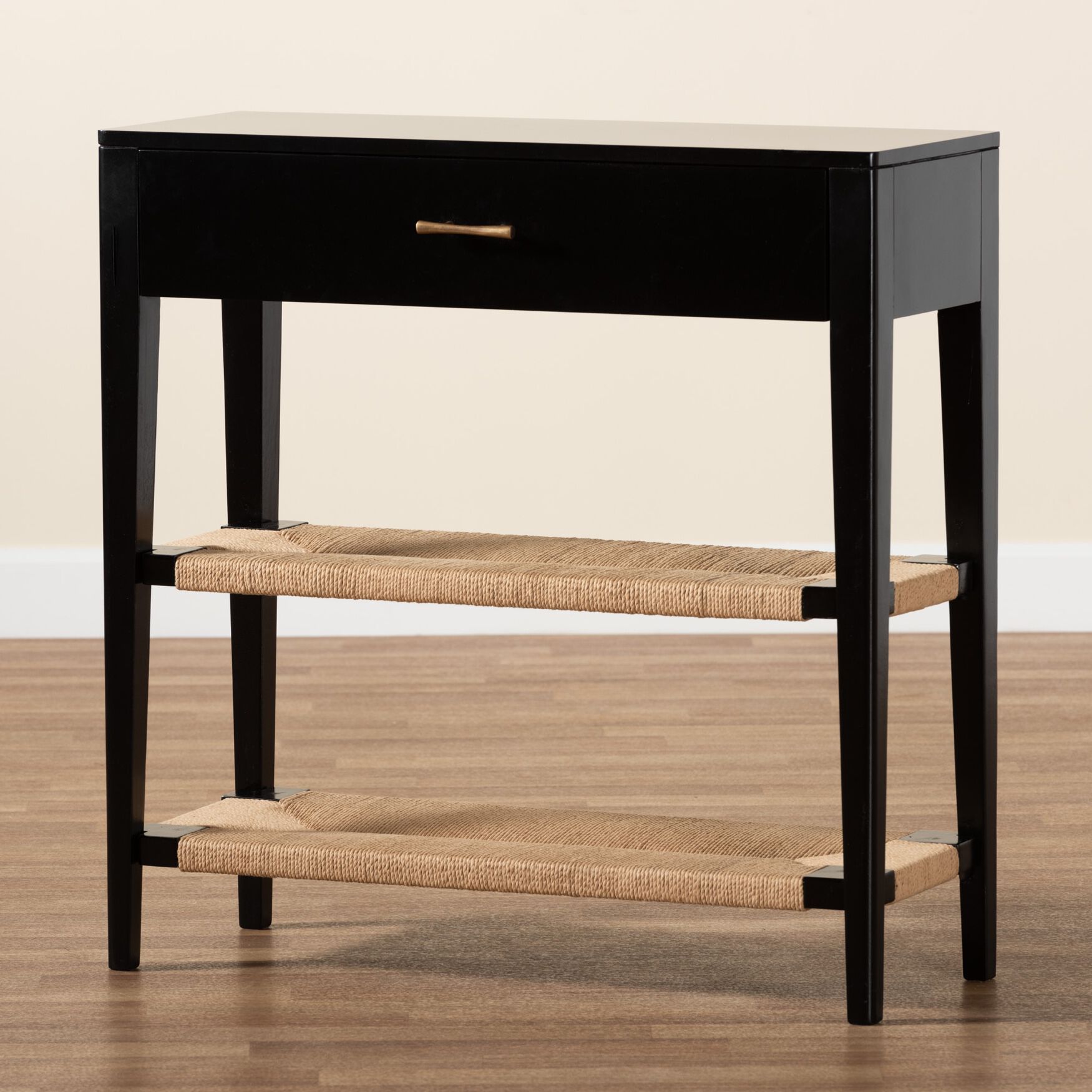 Freya Modern Bohemian Black Finished Bayur Wood 1-Drawer Console Table, , alternate image number 8