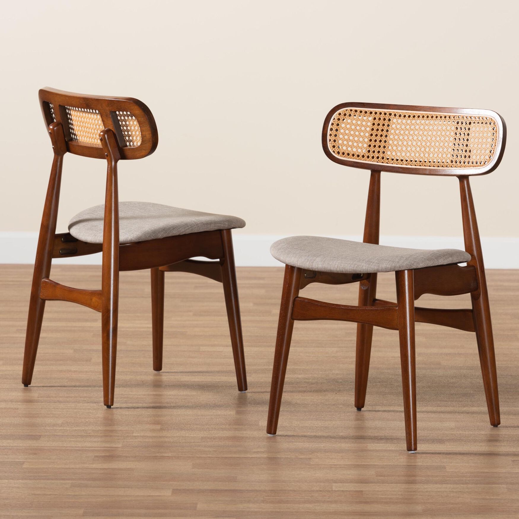 Tarana Mid-Century Modern Grey Fabric and Natural Oak Finished Wood 2-Piece Dining Chair Set, , alternate image number 12