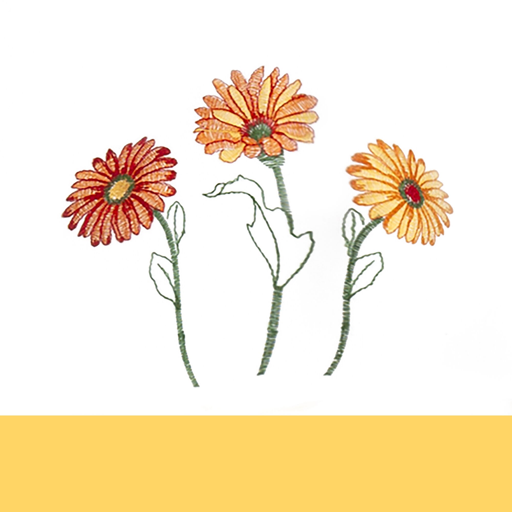Gerbera Daisy Embellished Cottage Window Curtain Set, YELLOW, alternate image number 2