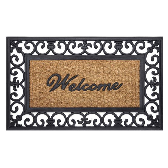 Wrought Iron Rubber Mat 18" x 30", BROWN BLACK RECTANGLE, hi-res image number null
