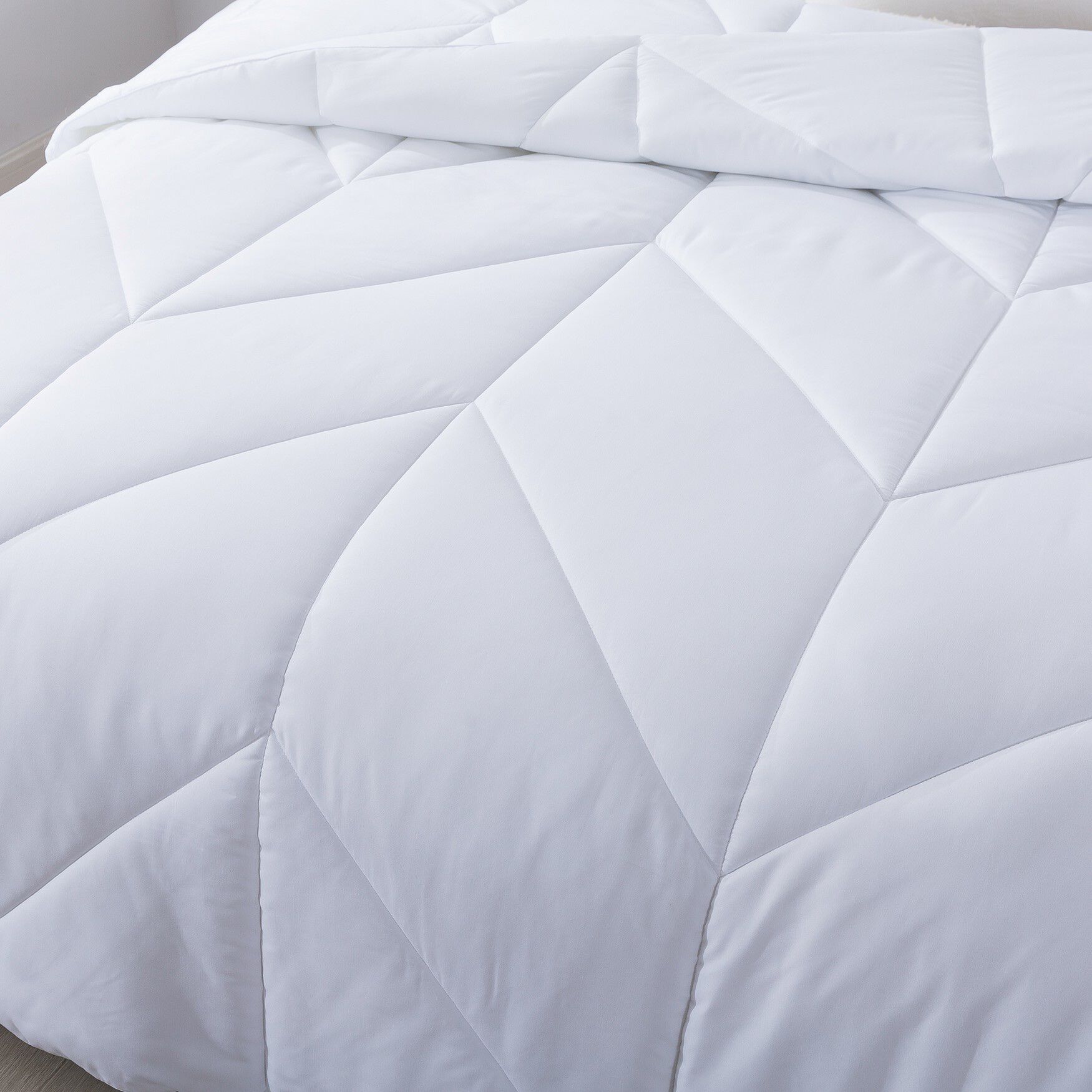 Chevron Stitch Down Alternative Comforter, White, , alternate image number 4