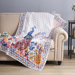 Huntington Peacock Quilted Throw Blanket