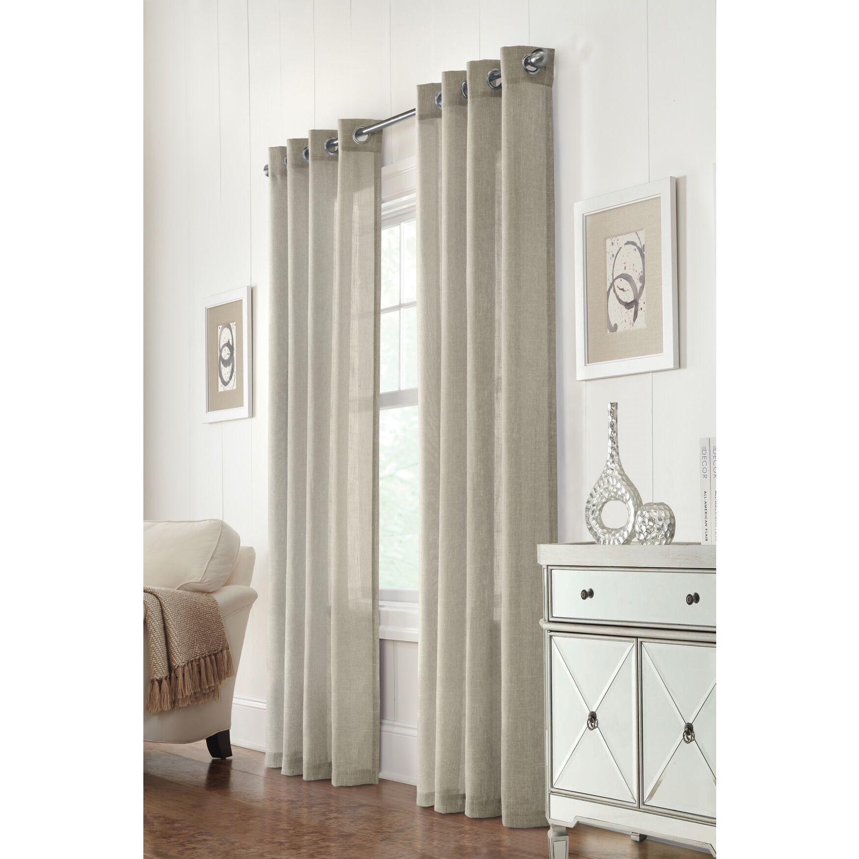 Limbourg Light Filtering Grommet Curtain Panel, LINEN, hi-res image number 0