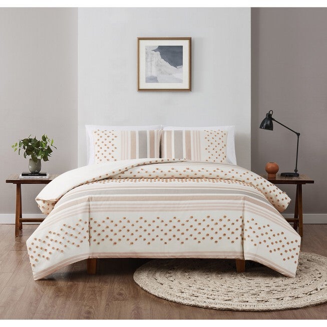 Mia Tufted Texture 3-Pc. Duvet Cover Set, NEUTRAL, hi-res image number null