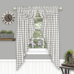 Buffalo Check Gathered Swag Window Curtain Pair