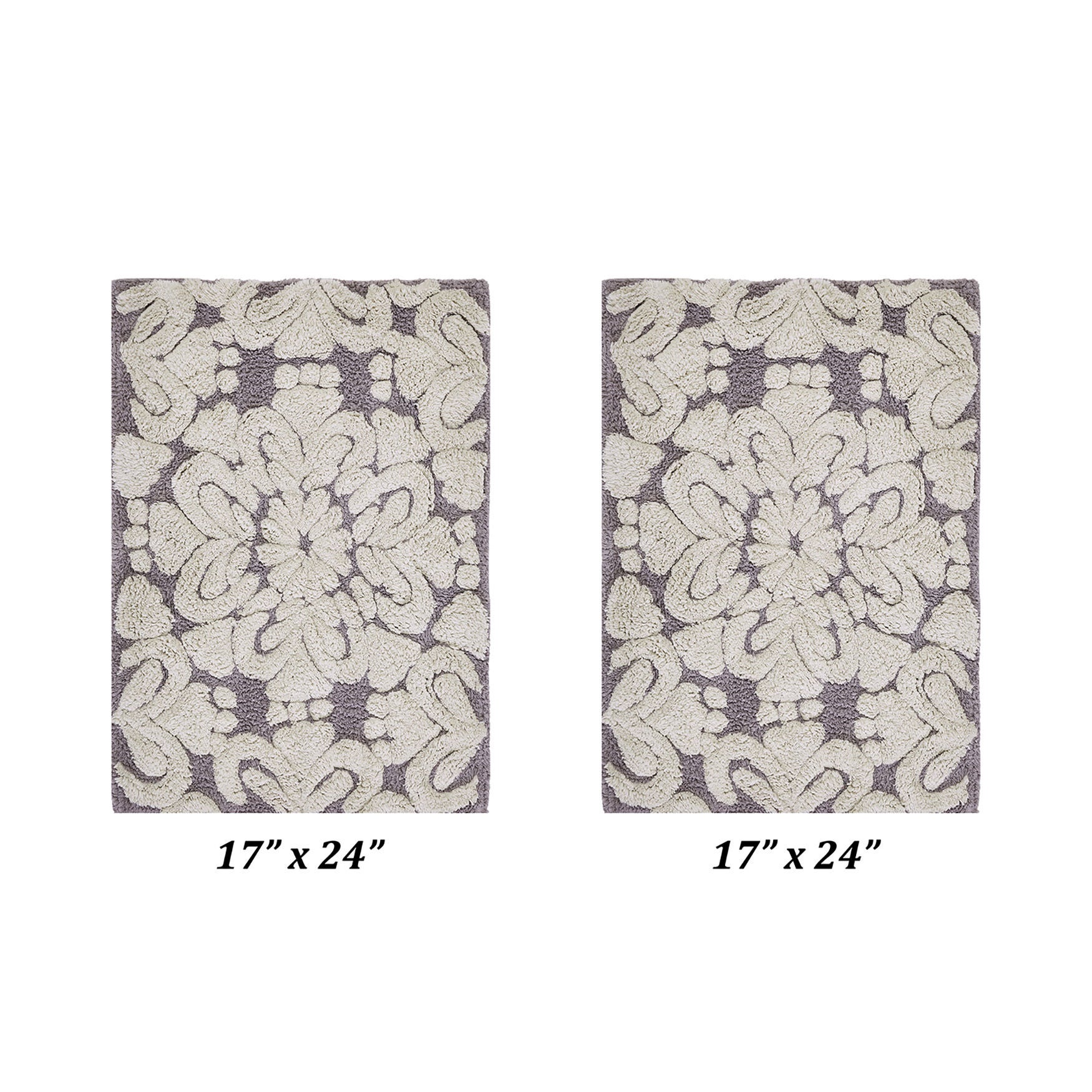 Medallion Collection 100% Cotton 2 Piece (17 inches X 24 inches | 17 inches X 24 inches) Bath Rug Set, GRAY NATURAL, hi-res image number 0