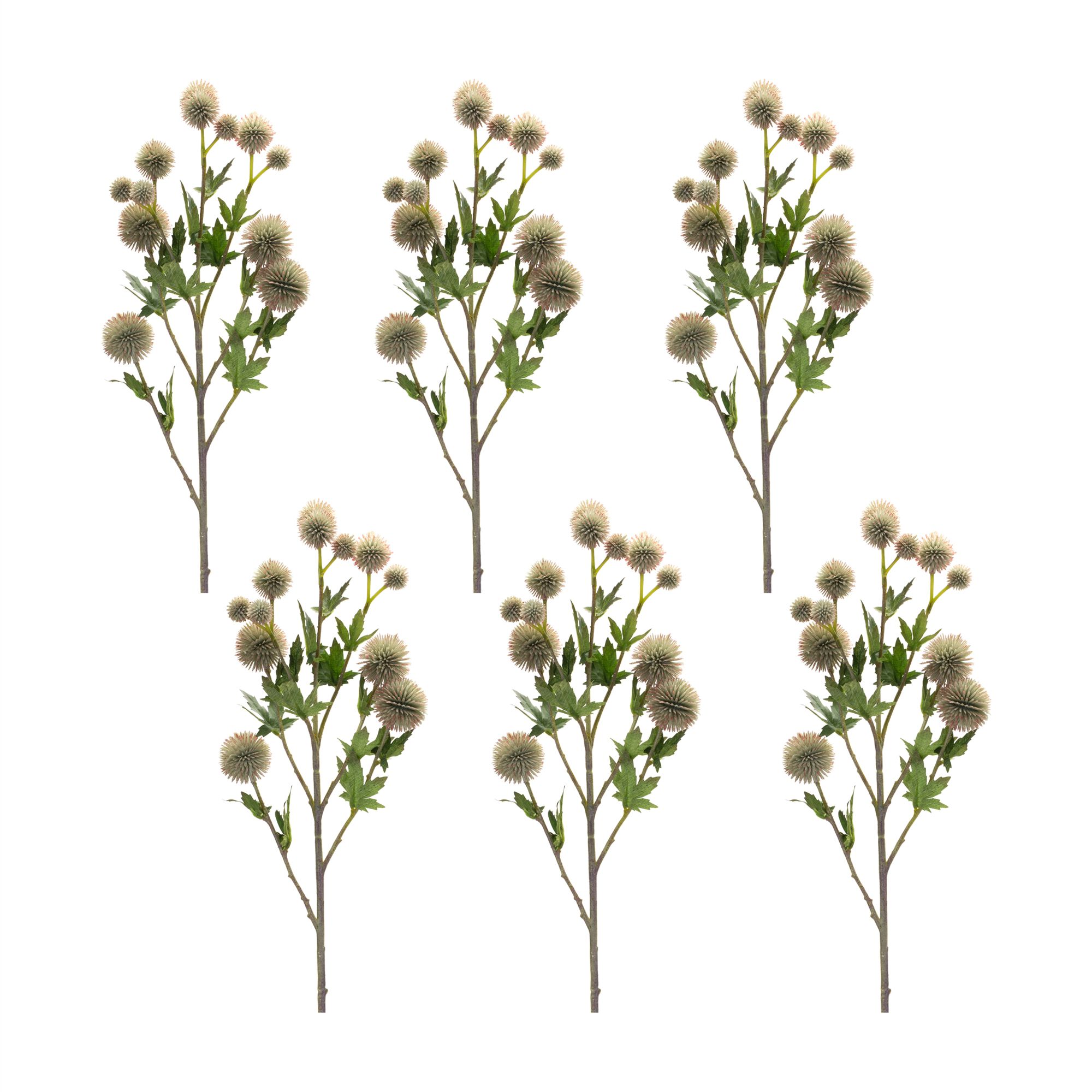 Allium Spray (Set of 6) 26 inchesH Plastic/Polyester, GREEN/BROWN, hi-res image number 0