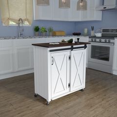 Leshire Barn Door Kitchen Cart