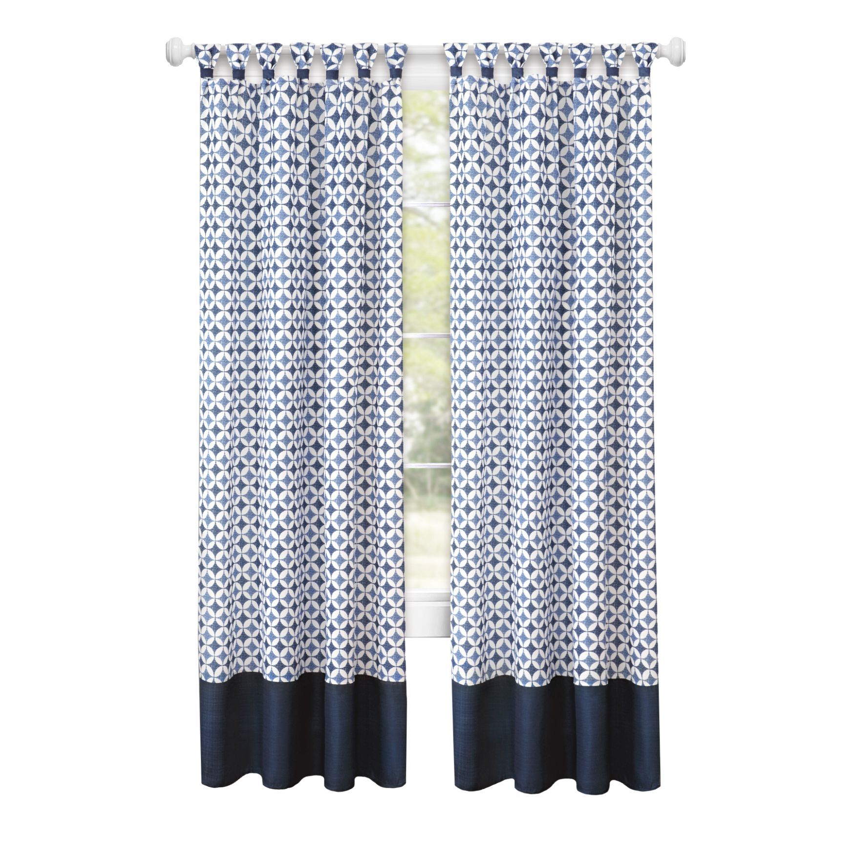 Callie Cuff Tab Top Window Curtain Panel - 52x63, NAVY, hi-res image number 0
