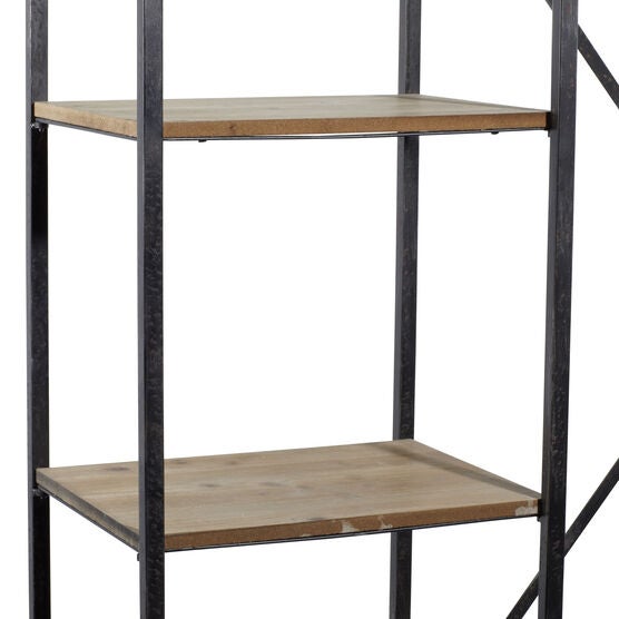 Industrial Rectangular Brown Wood and Metal Multi-Tiered Clothing Rack, 72"H x 44"L x 17"W, , alternate image number null