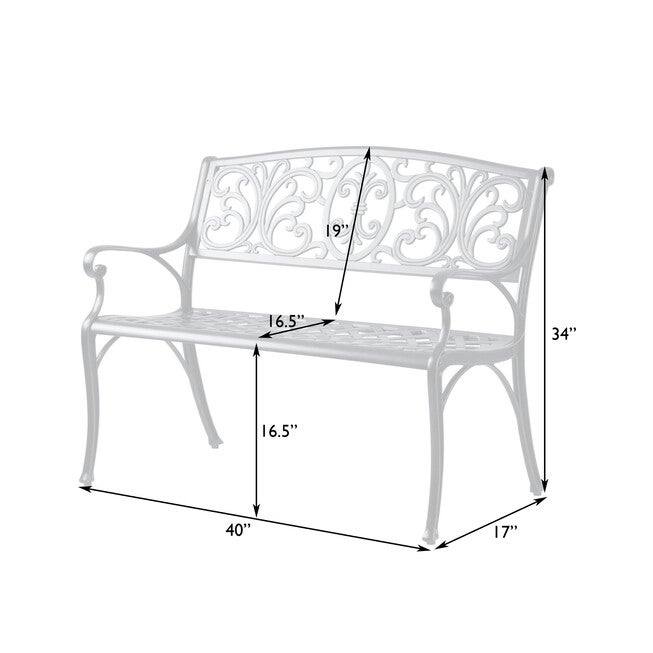 Decatur Cast-Aluminum Patio Bench, , alternate image number null