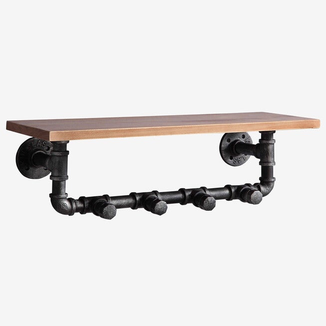 Allentown Shelf Piping with Clothes Hooks, BLACK, hi-res image number null