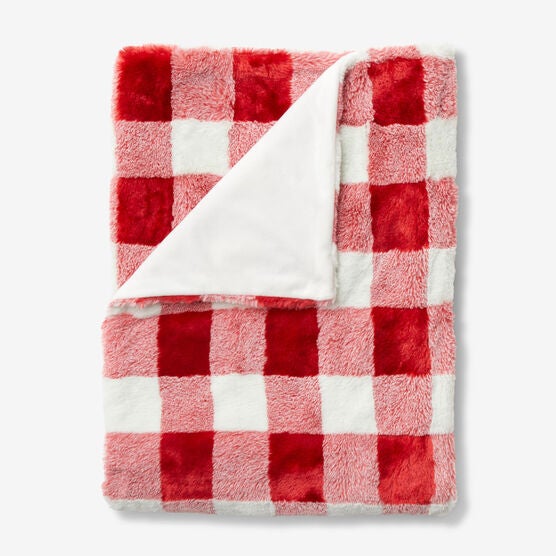 FAUX-RABBIT FUR THROW, RED, hi-res image number null