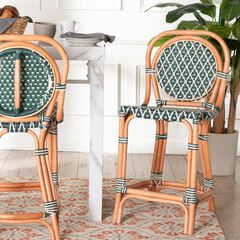 Mattie Rattan Bistro Counter Stool, Green