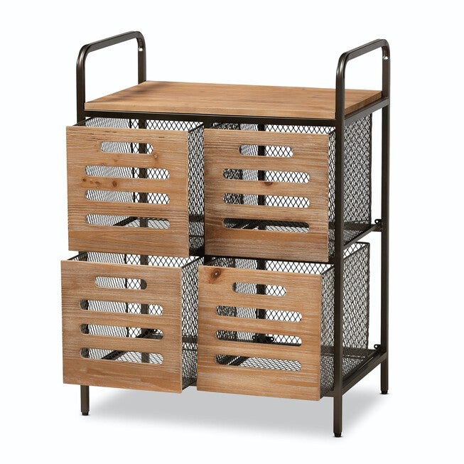 Aila Wood And Metal Multipurpose Kitchen Storage Cabinet Furniture, , on-hover image number null