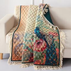 Eden Peacock Quilted Throw Blanket