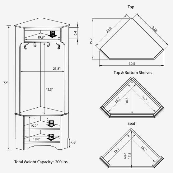 Simple Corner Hall Tree, , on-hover image number null