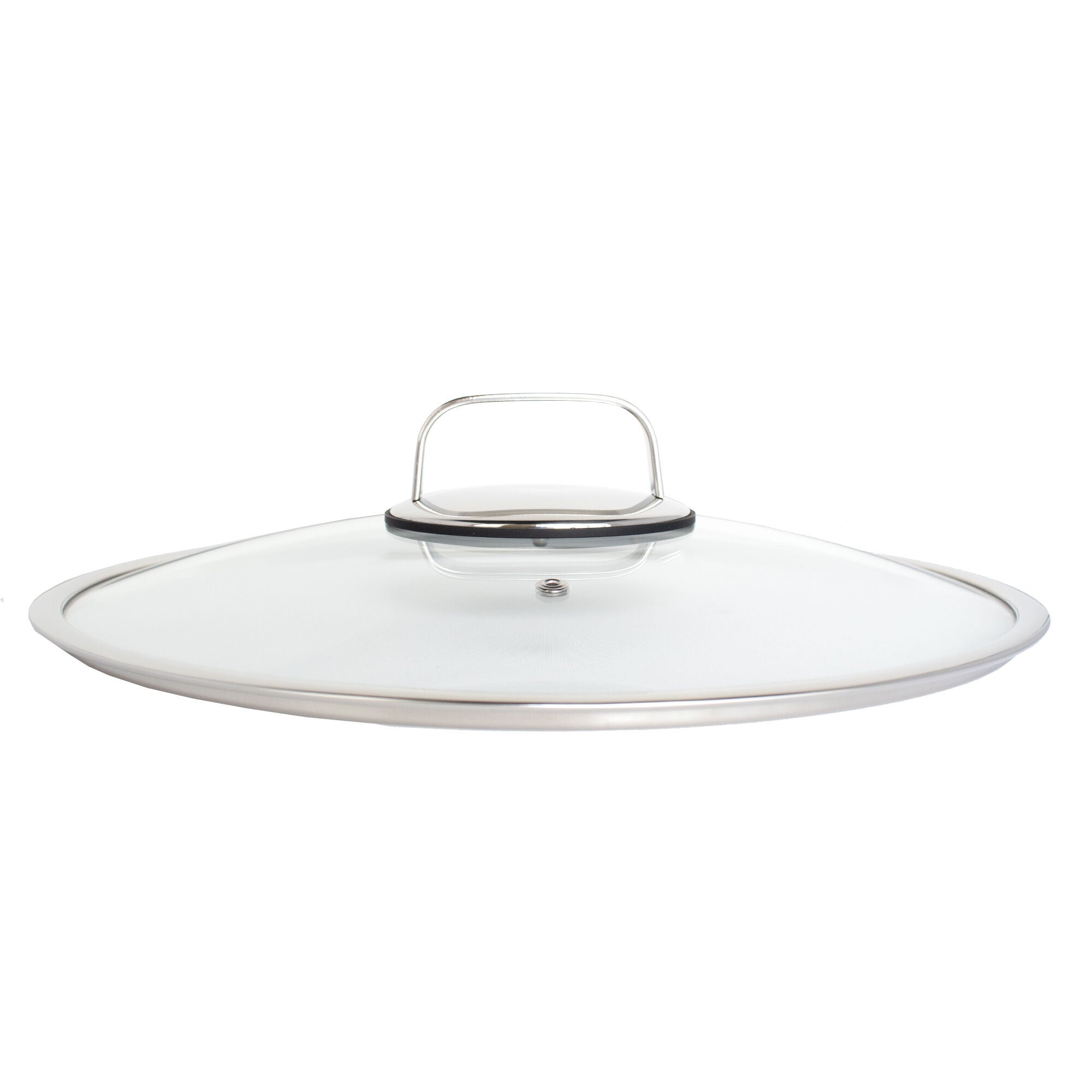 LIVWELL DiamondClad&trade; 14 inches Tempered Glass Lid with Silicone Rim, Cool Touch Insulated Handle, Dishwasher Safe &ndash; Clear, CLEAR, hi-res image number 0