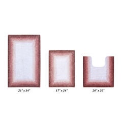 Torrent Border Bath Rug Mat, 3 Piece Set, (17" X 24" | 20" X 20" | 21" X 34")